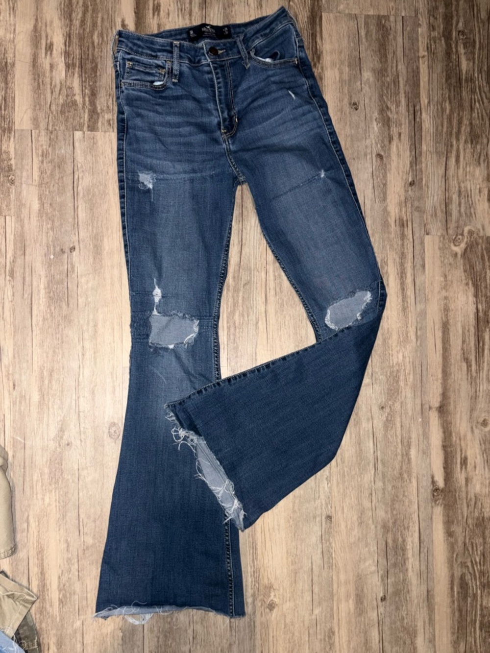 Hollister Distressed Dark Blue Flare Jeans